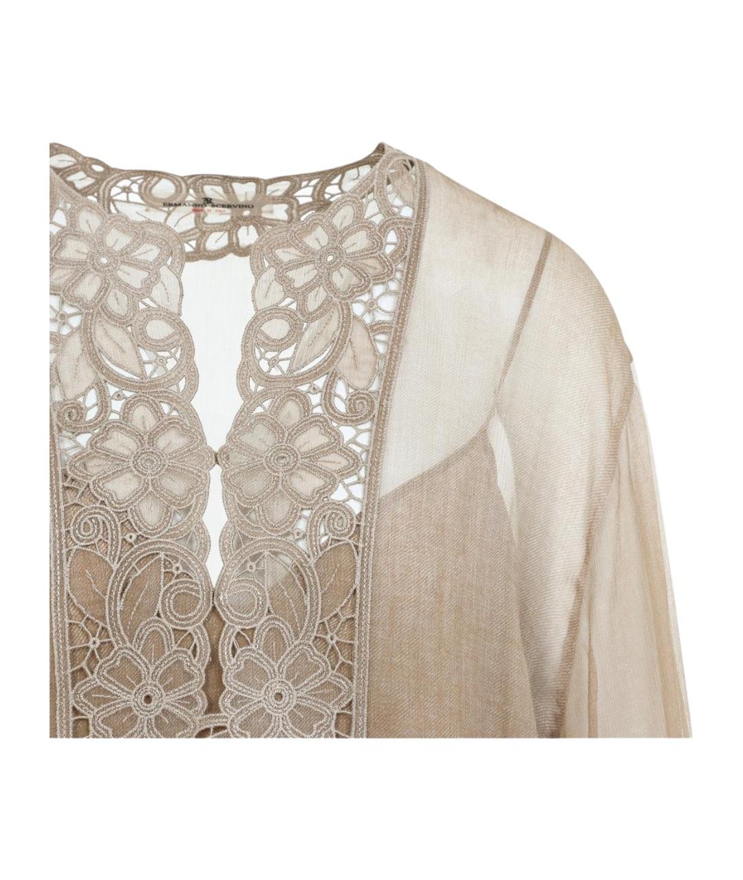 ERMANNO SCERVINO Бежевая шелковая блузы, фото 3