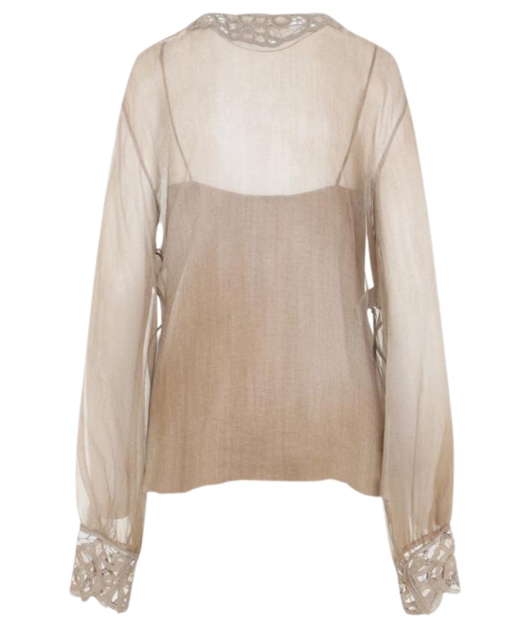 ERMANNO SCERVINO Бежевая шелковая блузы, фото 2
