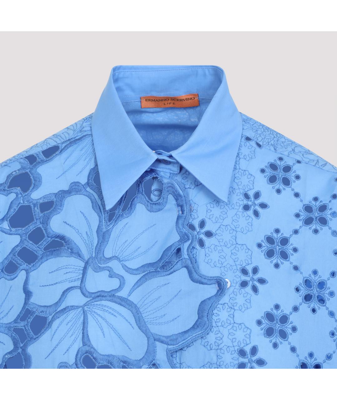 ERMANNO SCERVINO Голубая хлопковая рубашка, фото 4