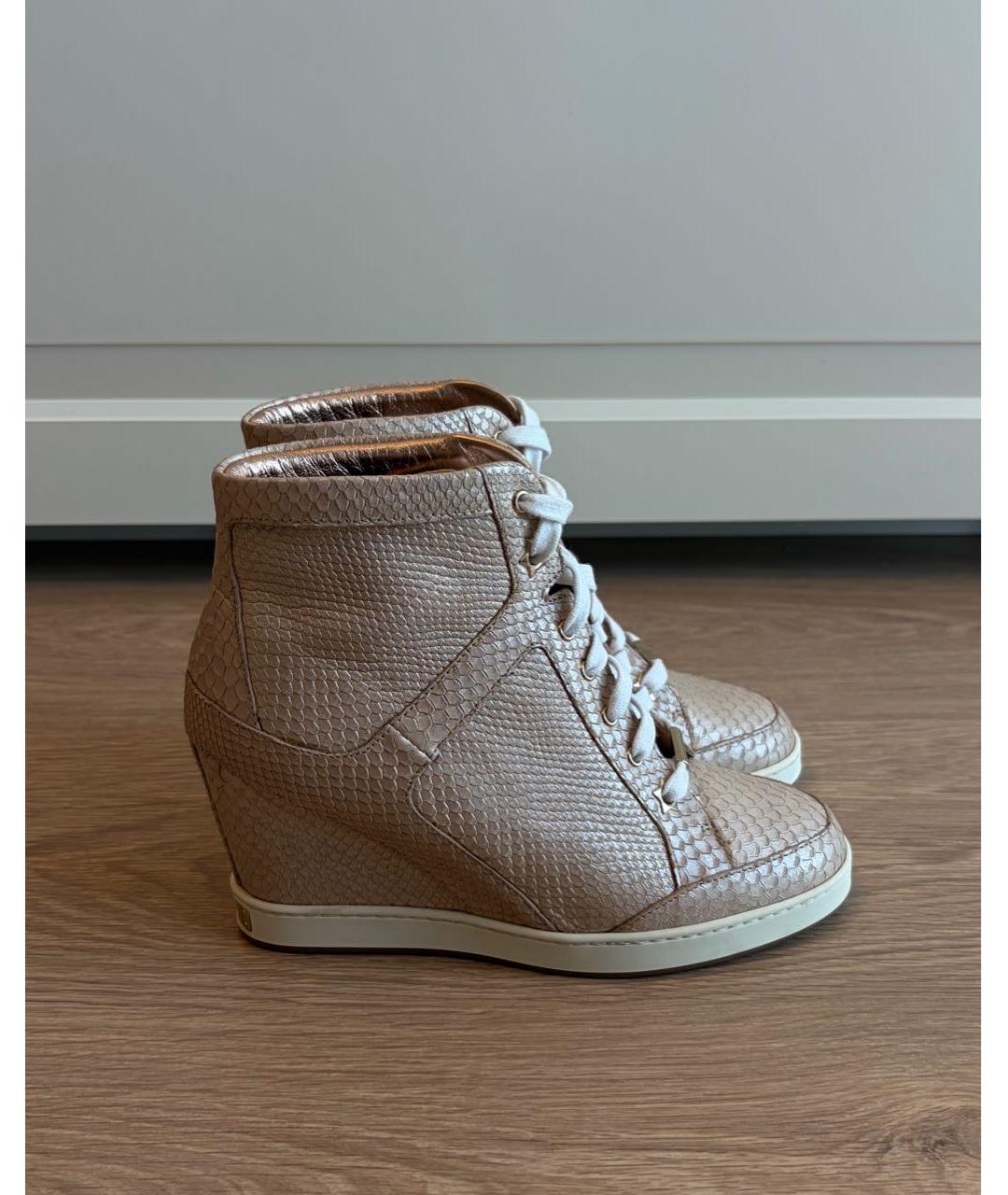 JIMMY CHOO Коралловые кожаные кроссовки, фото 7