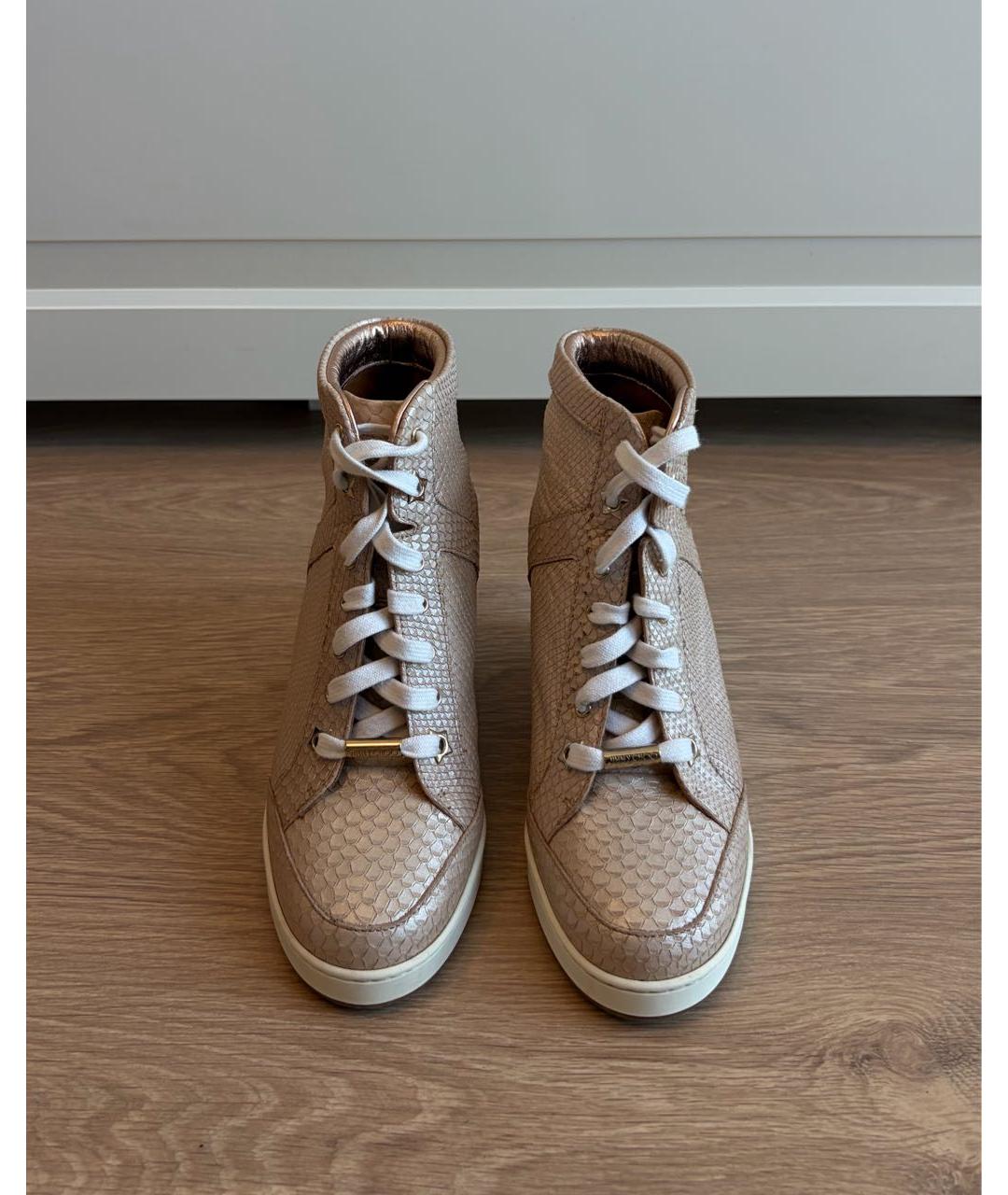 JIMMY CHOO Коралловые кожаные кроссовки, фото 5