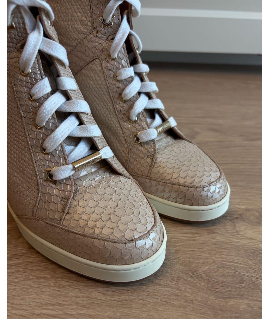 JIMMY CHOO Коралловые кожаные кроссовки, фото 4