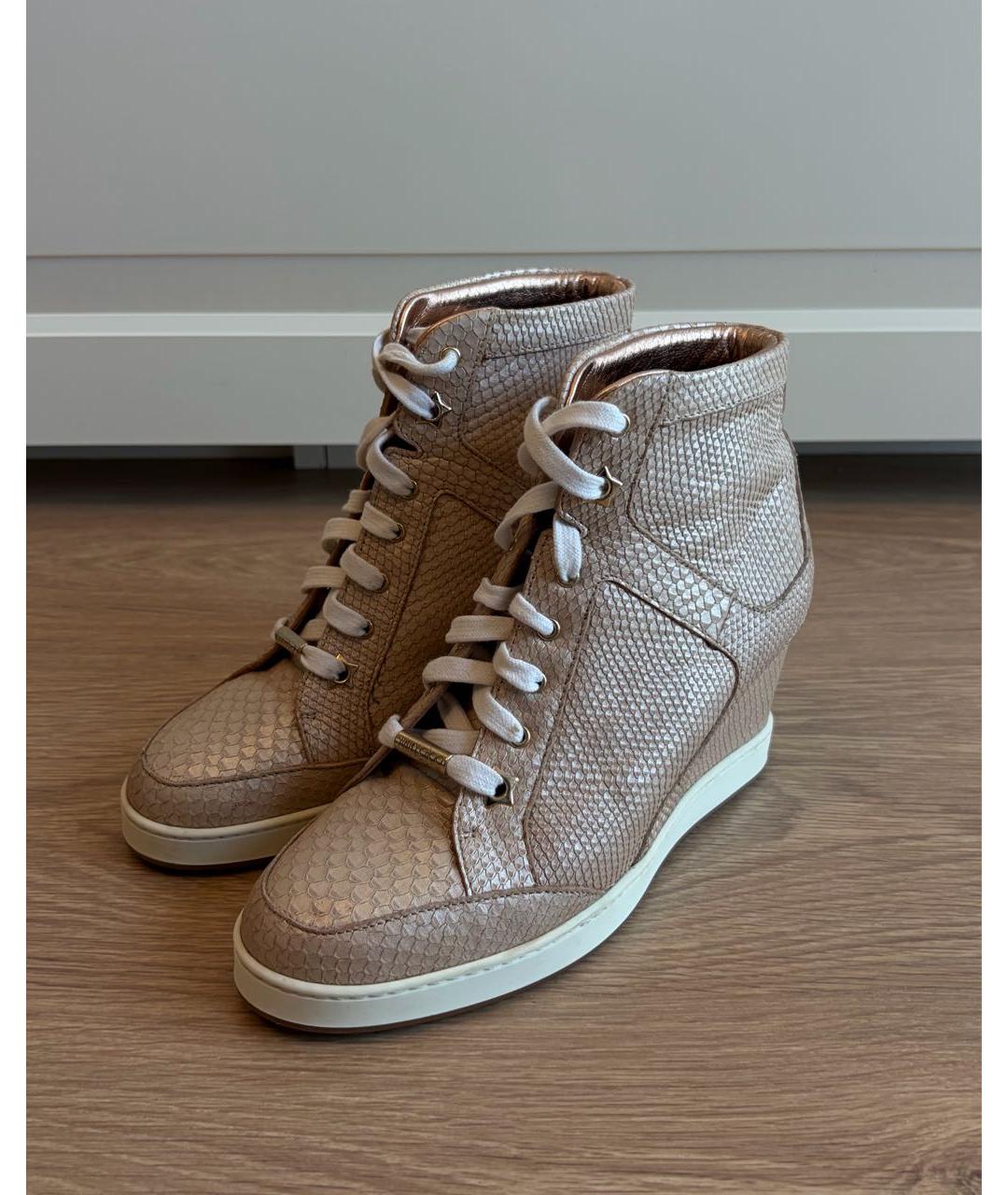 JIMMY CHOO Коралловые кожаные кроссовки, фото 2