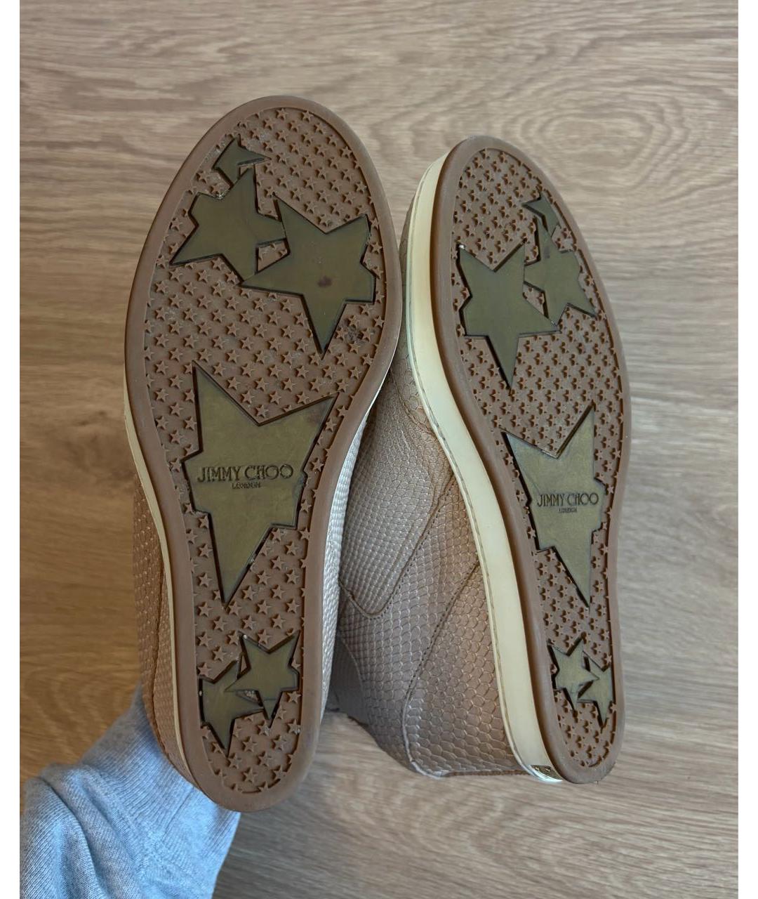 JIMMY CHOO Коралловые кожаные кроссовки, фото 6