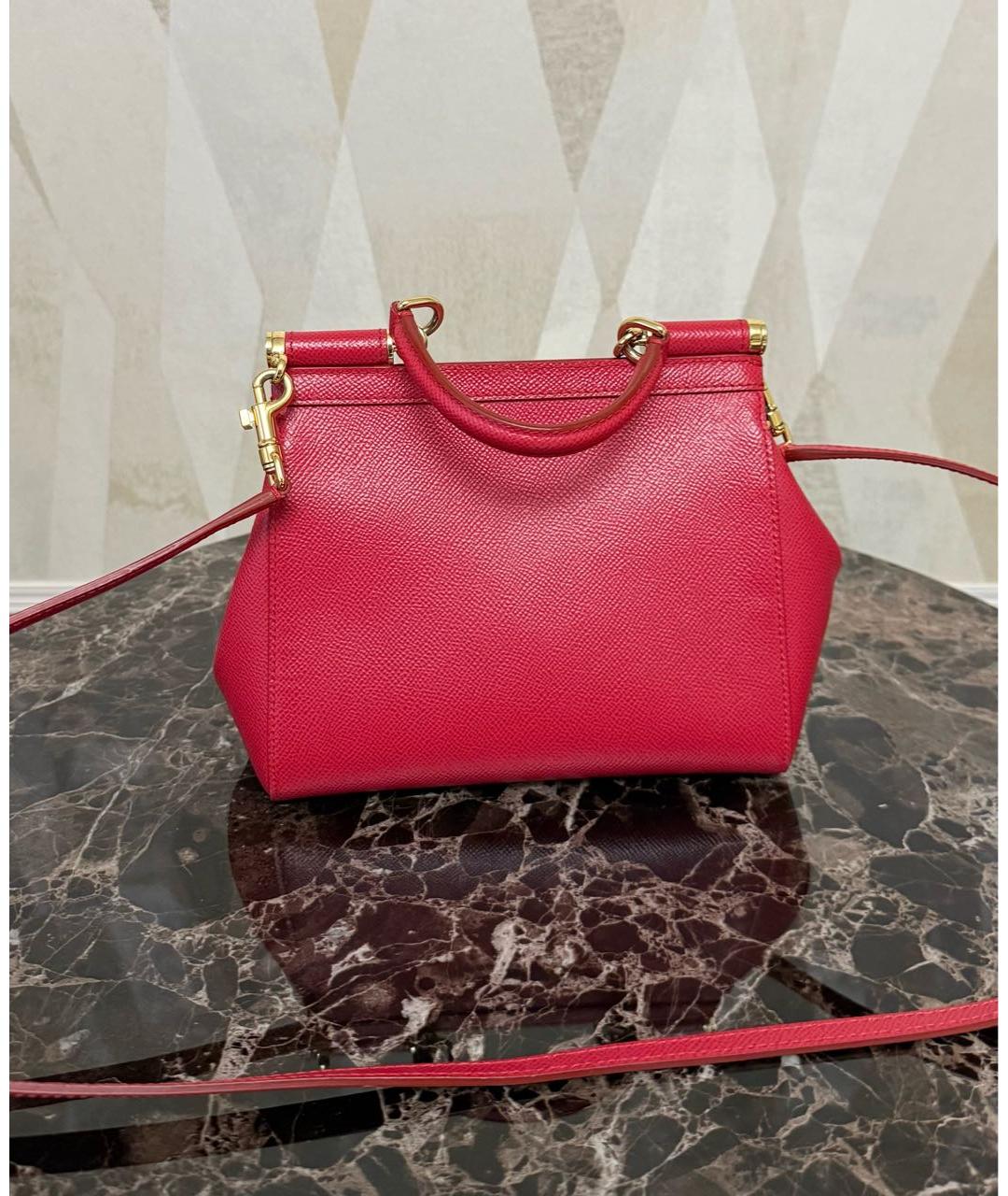 DOLCE&GABBANA Красная кожаная сумка с короткими ручками, фото 3