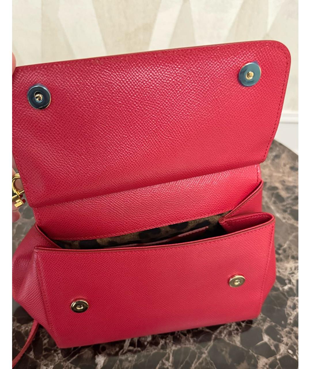 DOLCE&GABBANA Красная кожаная сумка с короткими ручками, фото 4
