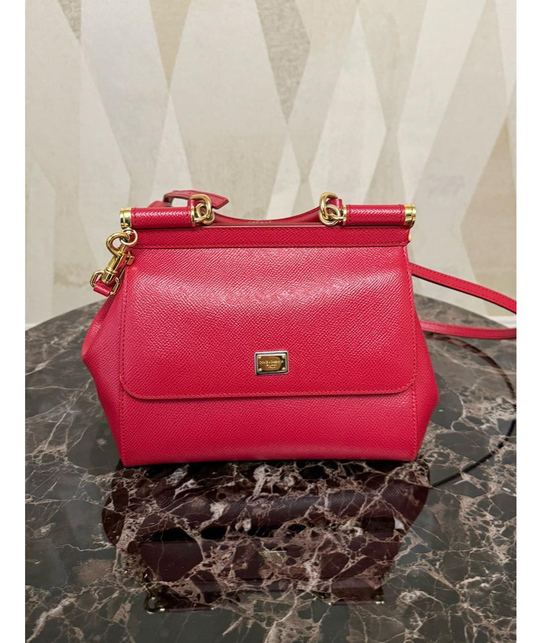 DOLCE&GABBANA Красная кожаная сумка с короткими ручками, фото 5