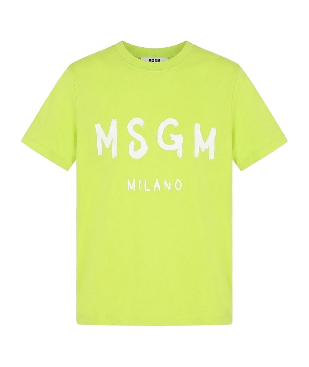MSGM Салатовая хлопковая футболка, фото 1
