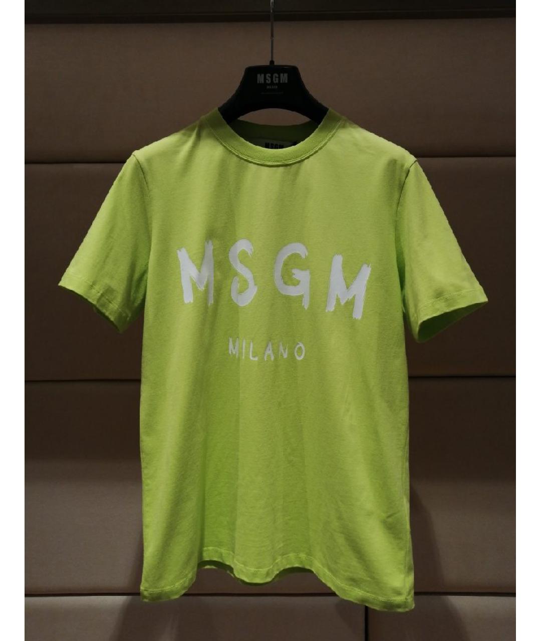 MSGM Салатовая хлопковая футболка, фото 3