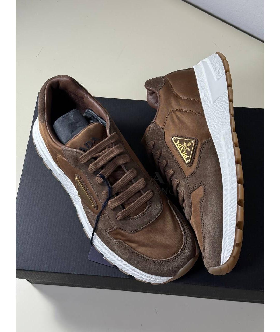 PRADA Коричневые синтетические кроссовки, фото 4