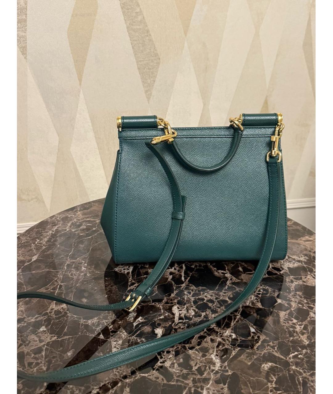 DOLCE&GABBANA Зеленая кожаная сумка с короткими ручками, фото 4