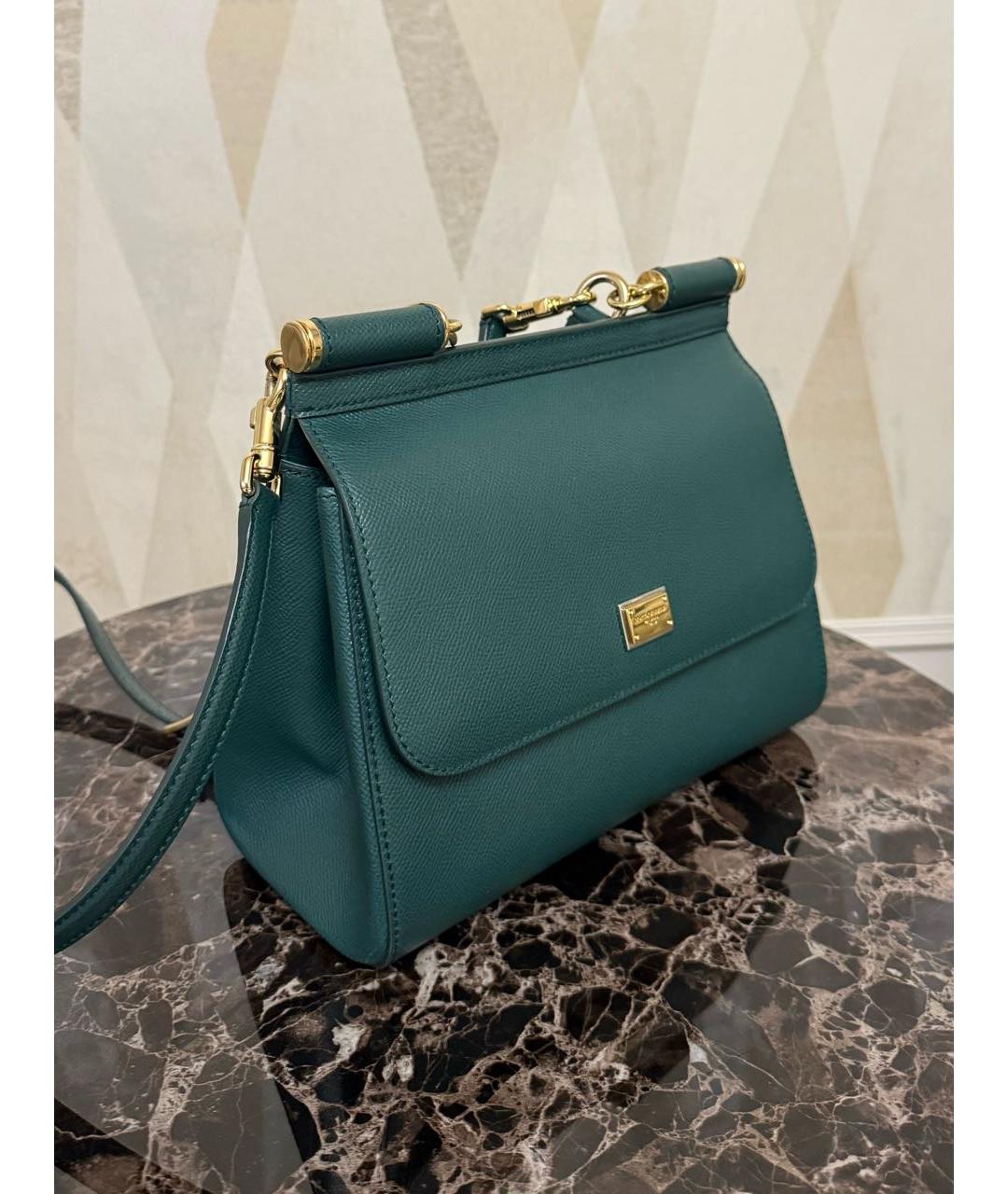DOLCE&GABBANA Зеленая кожаная сумка с короткими ручками, фото 3
