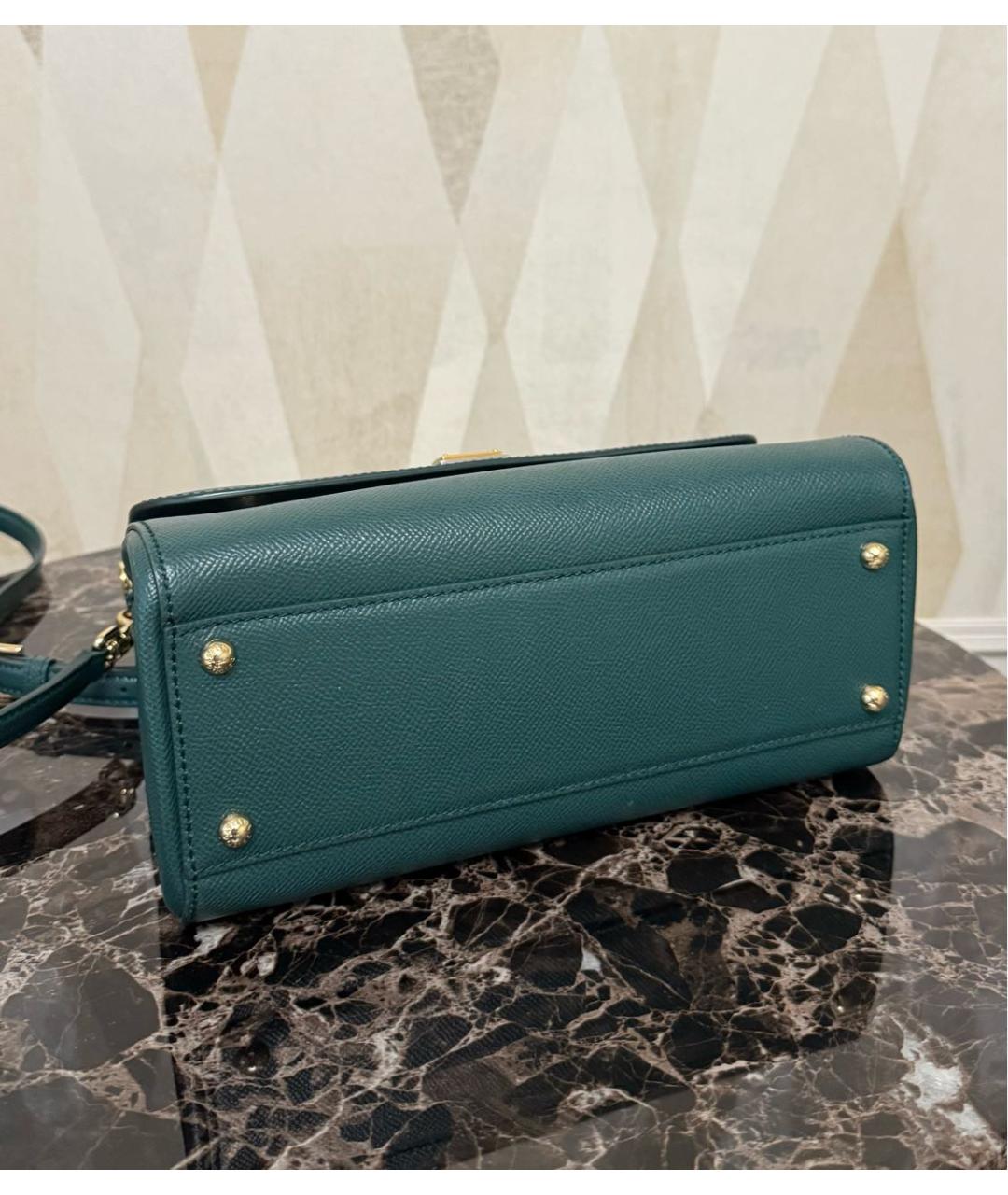 DOLCE&GABBANA Зеленая кожаная сумка с короткими ручками, фото 5