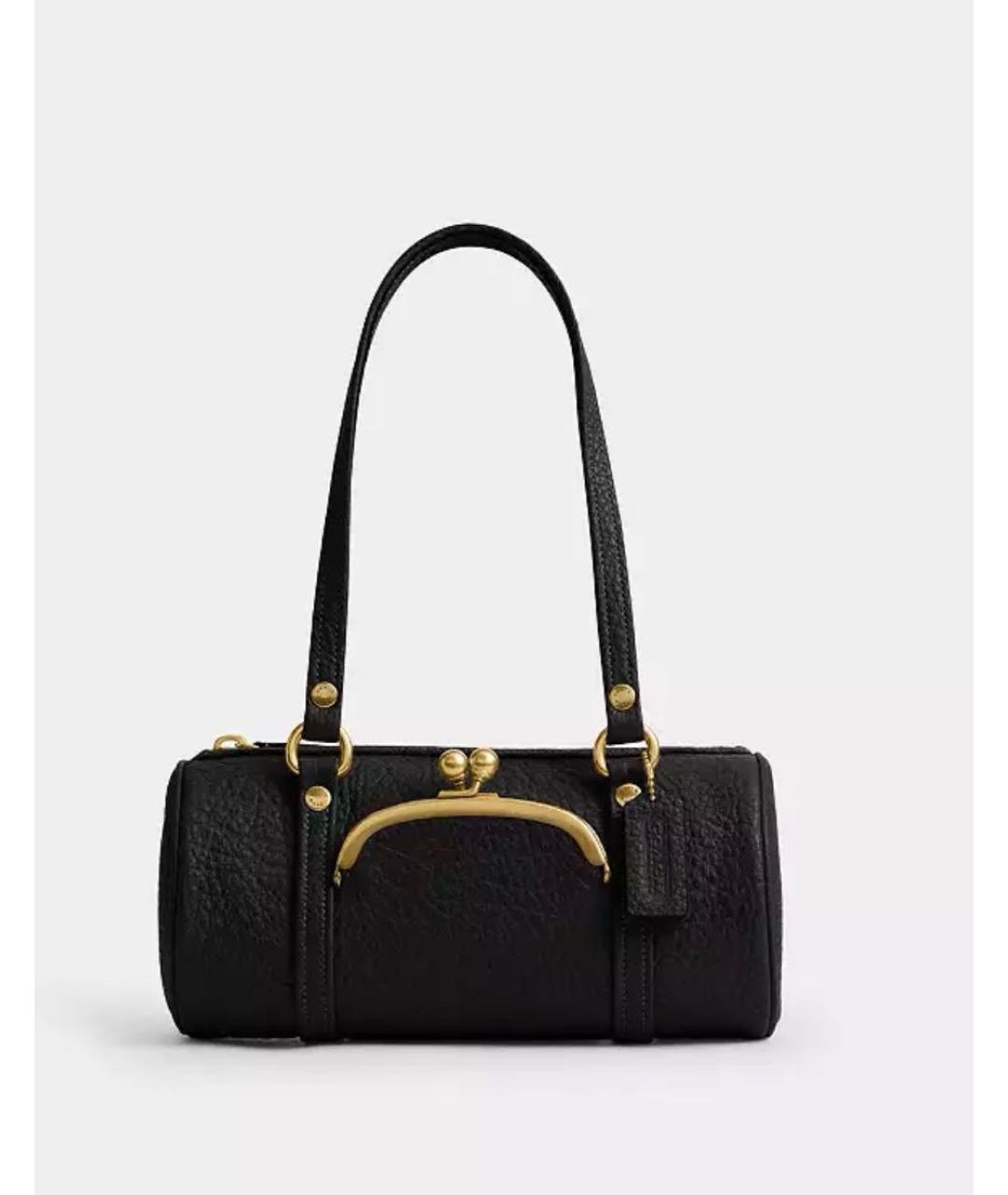 COACH Черная кожаная сумка с короткими ручками, фото 9