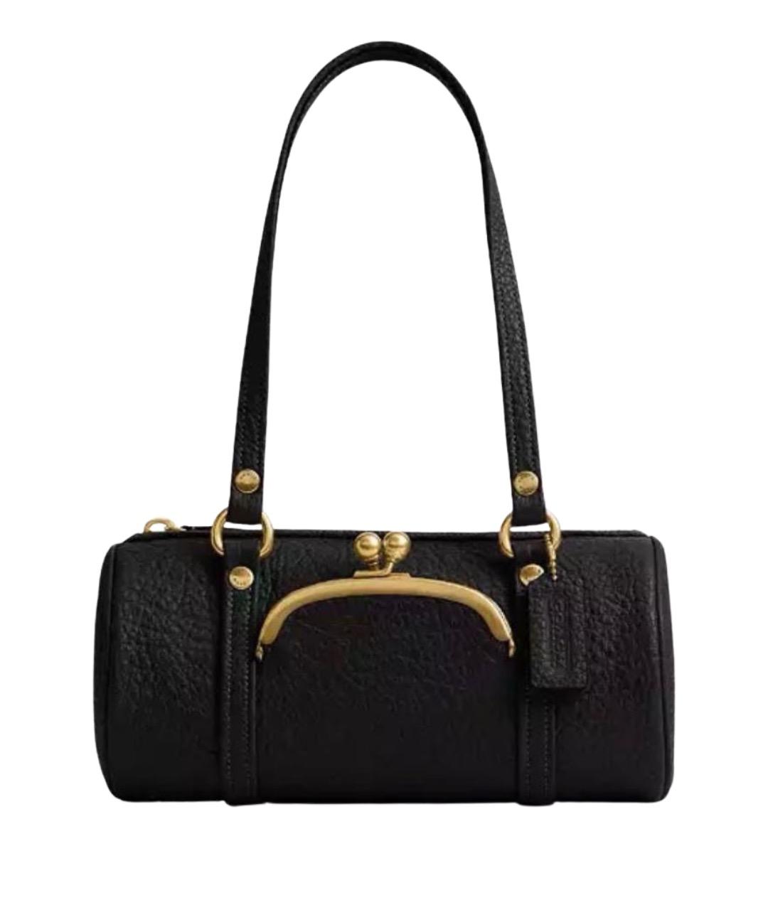 COACH Черная кожаная сумка с короткими ручками, фото 1