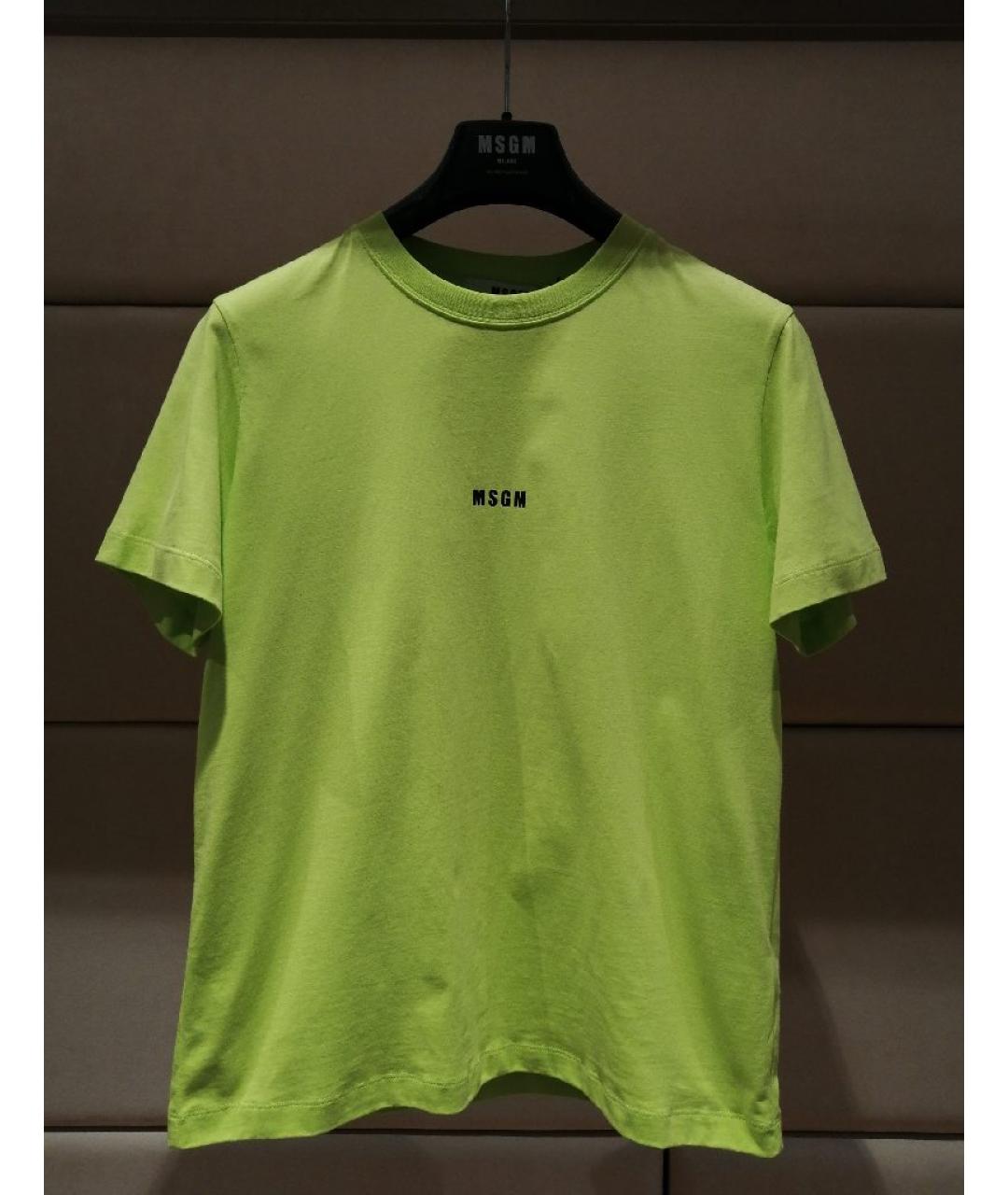 MSGM Салатовая хлопковая футболка, фото 3