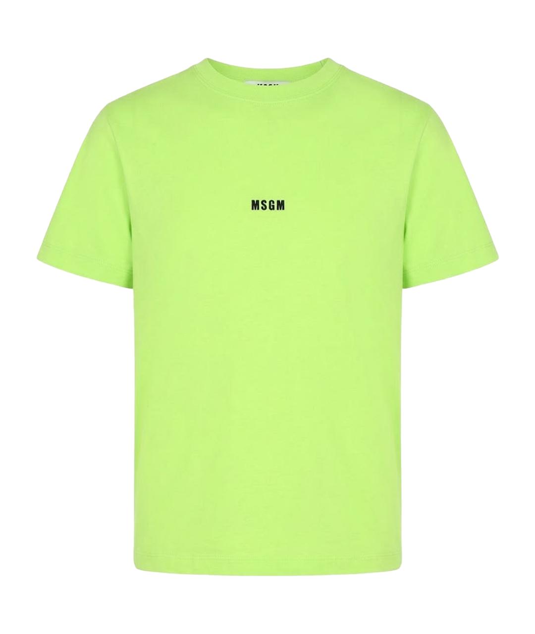 MSGM Салатовая хлопковая футболка, фото 1