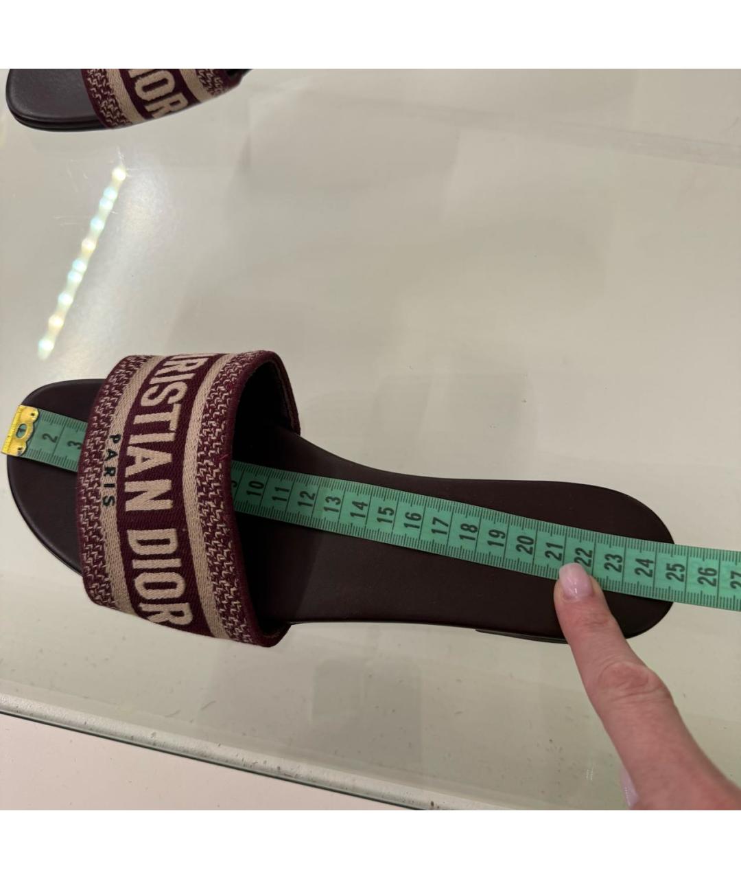 CHRISTIAN DIOR Бордовые кожаные шлепанцы, фото 6
