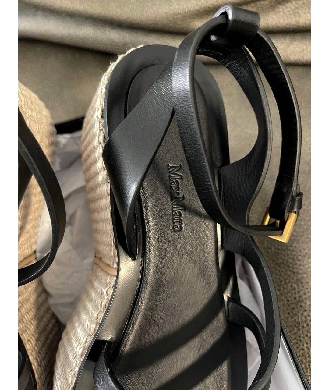 WEEKEND MAX MARA Черные кожаные босоножки, фото 6