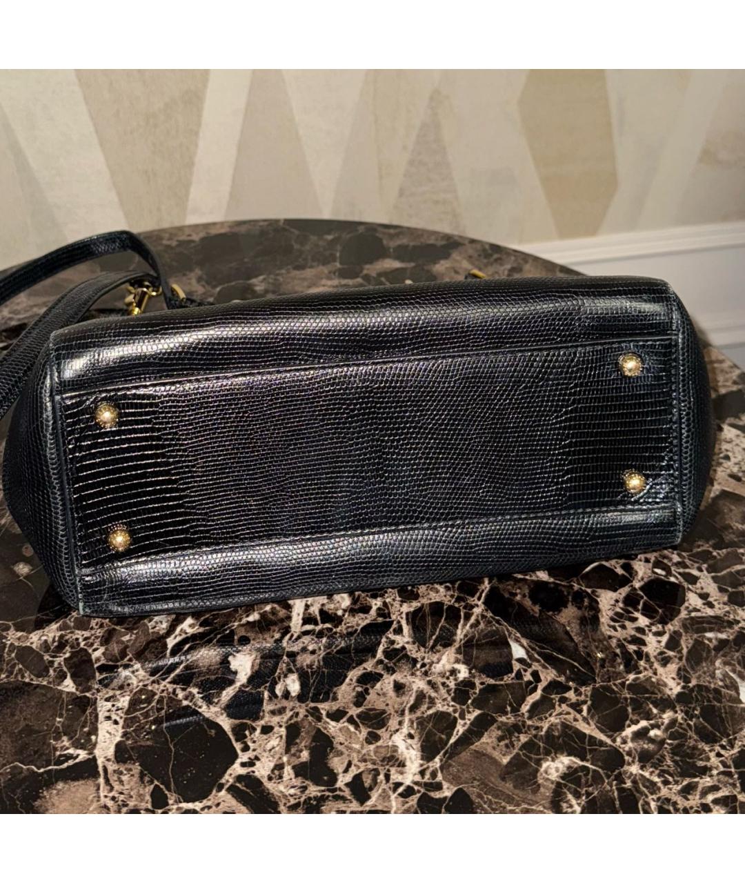 DOLCE&GABBANA Черная кожаная сумка с короткими ручками, фото 5