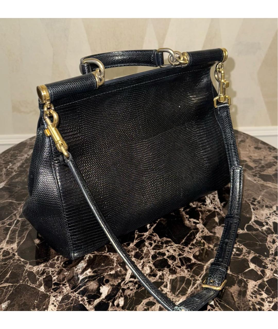 DOLCE&GABBANA Черная кожаная сумка с короткими ручками, фото 3