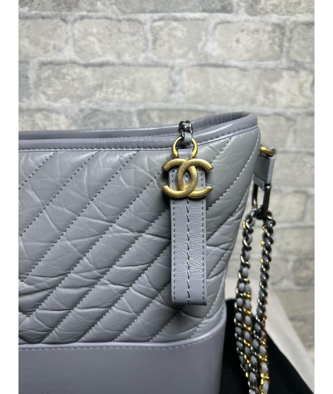CHANEL Серая кожаная сумка через плечо, фото 3