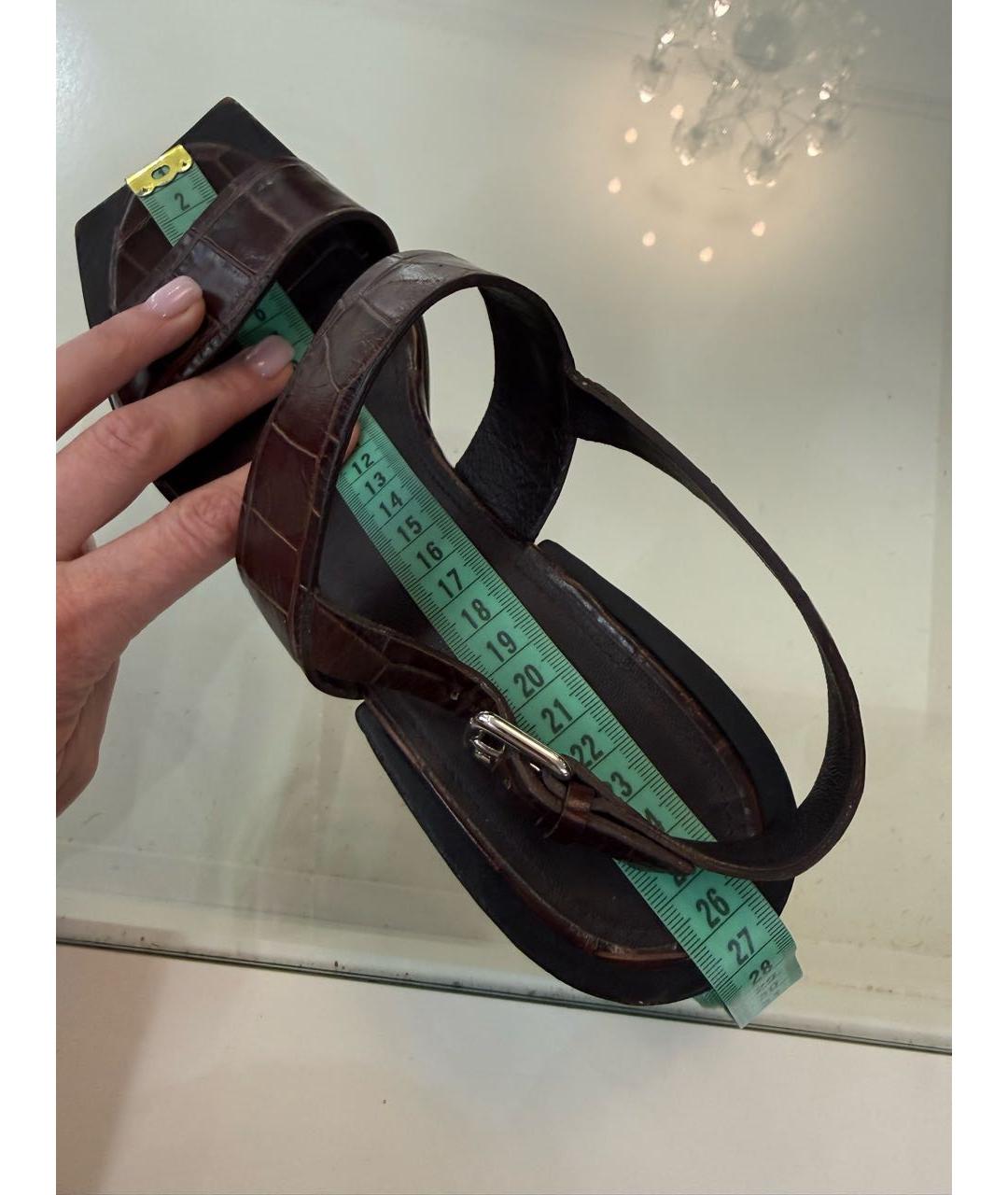 JIL SANDER Бордовые кожаные босоножки, фото 5