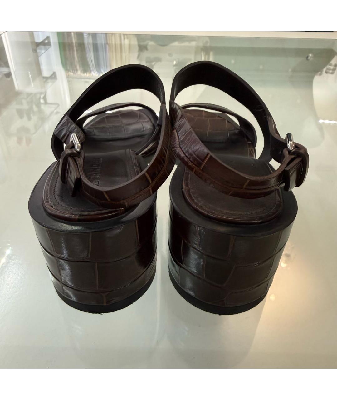 JIL SANDER Бордовые кожаные босоножки, фото 4