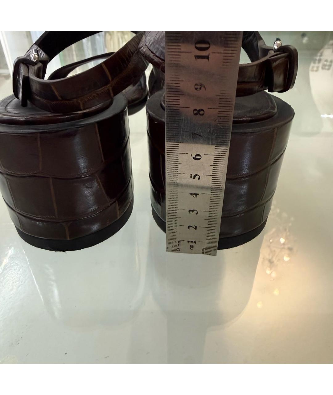 JIL SANDER Бордовые кожаные босоножки, фото 8