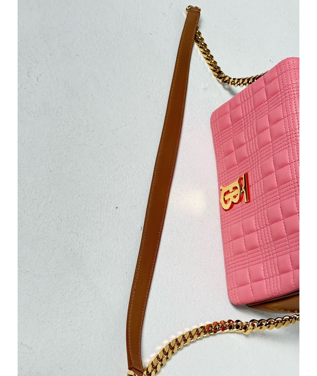 BURBERRY Розовая кожаная сумка через плечо, фото 8