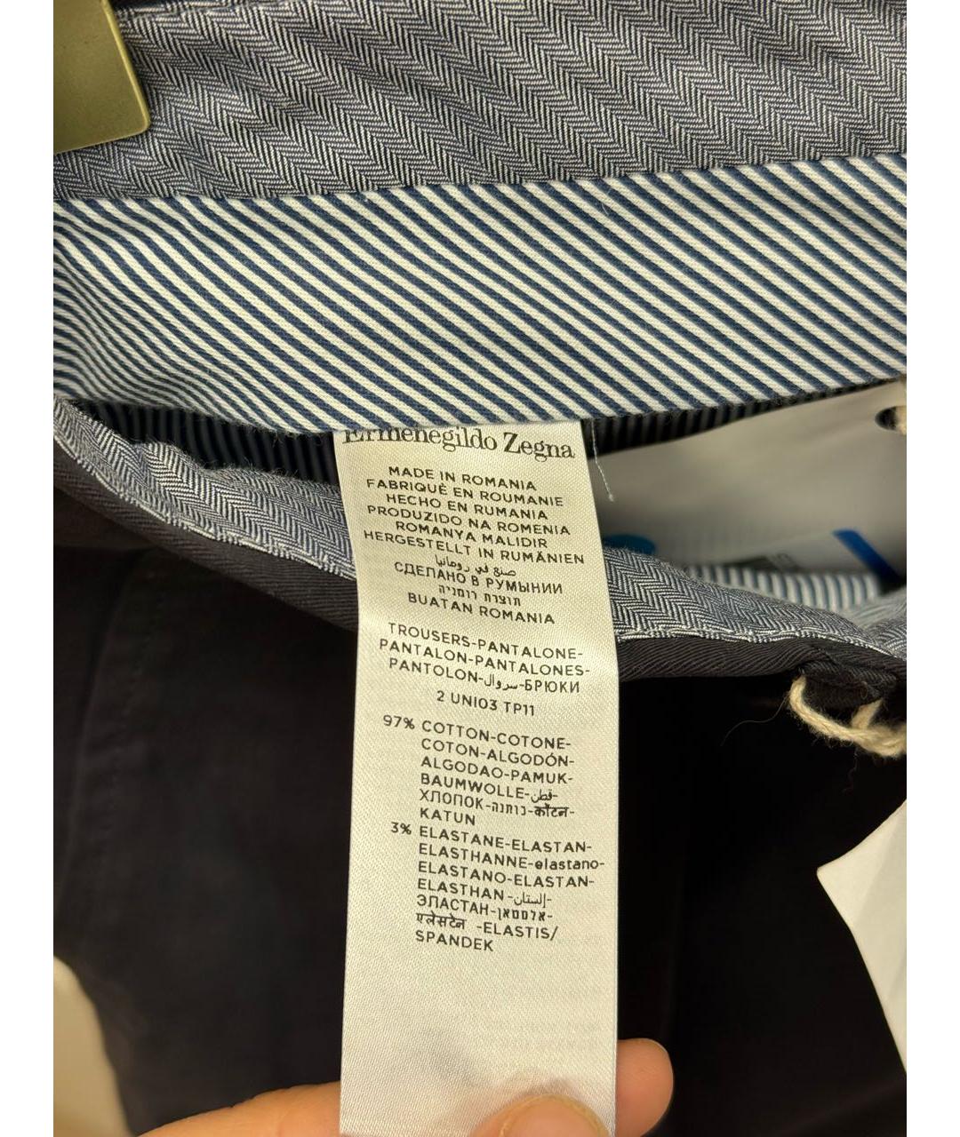 ZEGNA Антрацитовые хлопко-эластановые повседневные брюки, фото 3