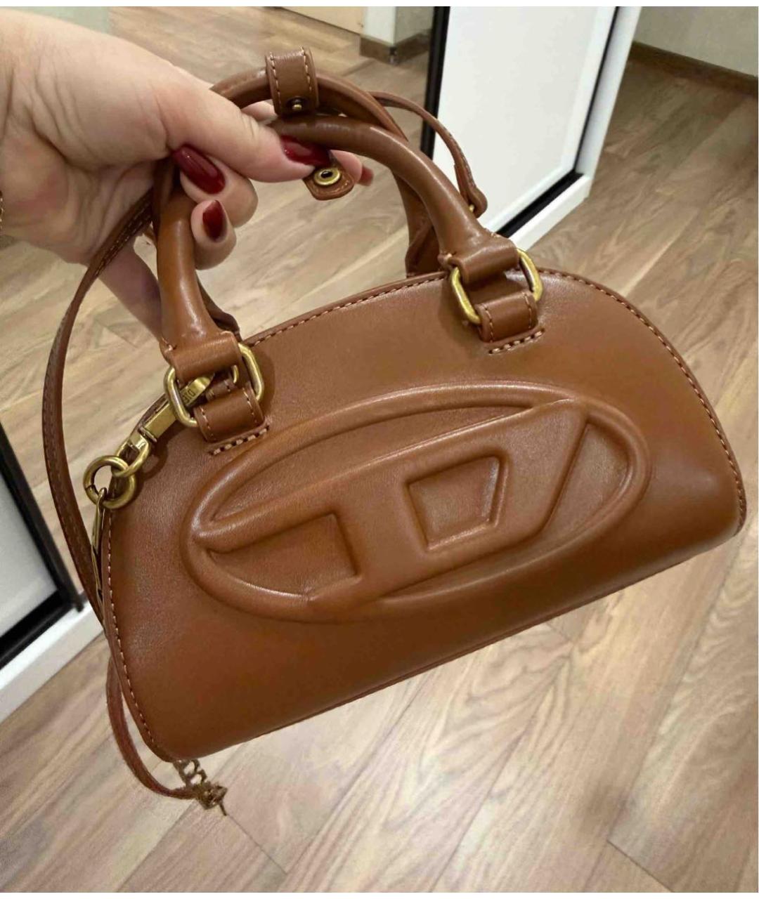 DIESEL Коричневая кожаная сумка с короткими ручками, фото 2