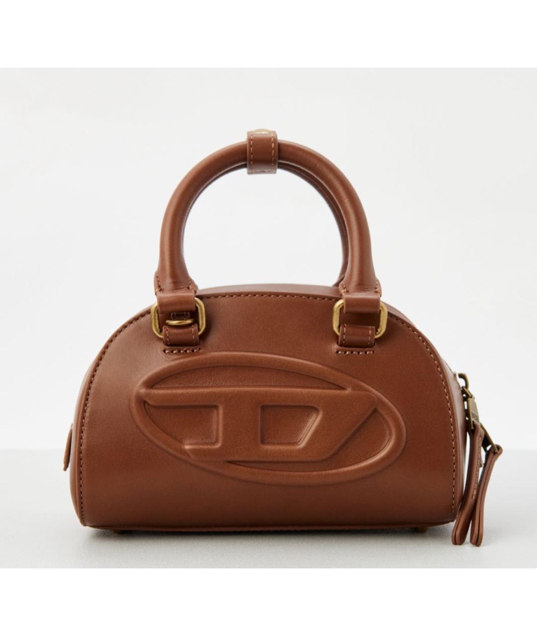 DIESEL Коричневая кожаная сумка с короткими ручками, фото 6