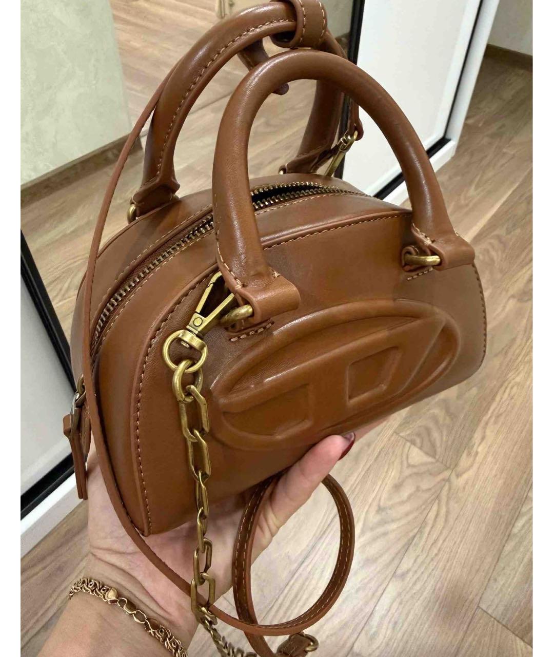 DIESEL Коричневая кожаная сумка с короткими ручками, фото 3