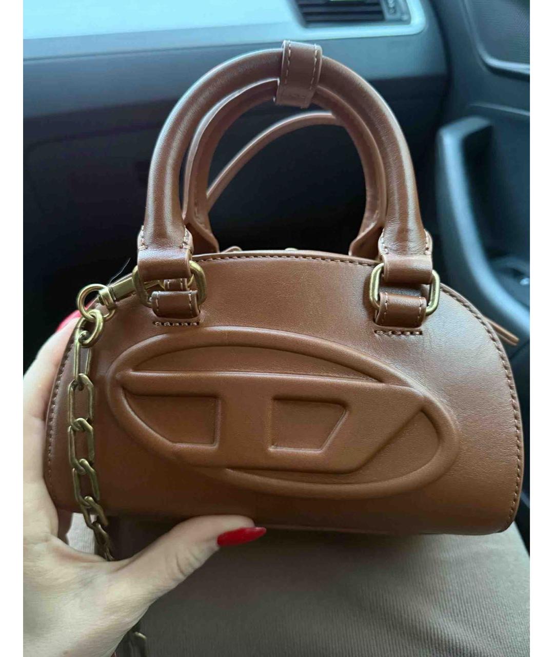 DIESEL Коричневая кожаная сумка с короткими ручками, фото 5