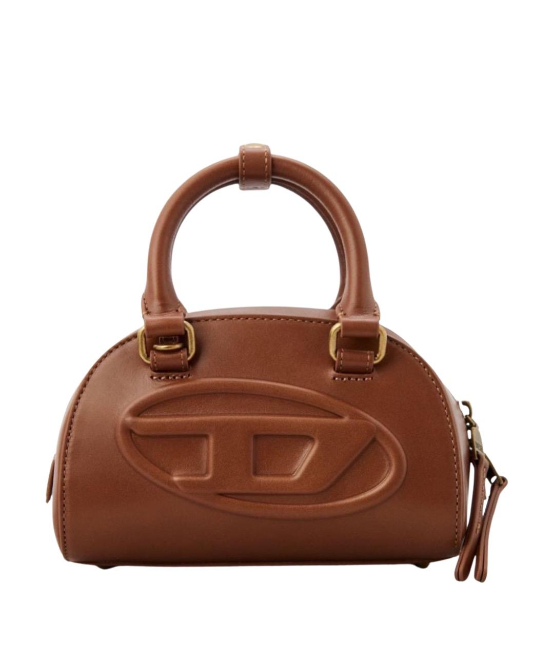DIESEL Коричневая кожаная сумка с короткими ручками, фото 1