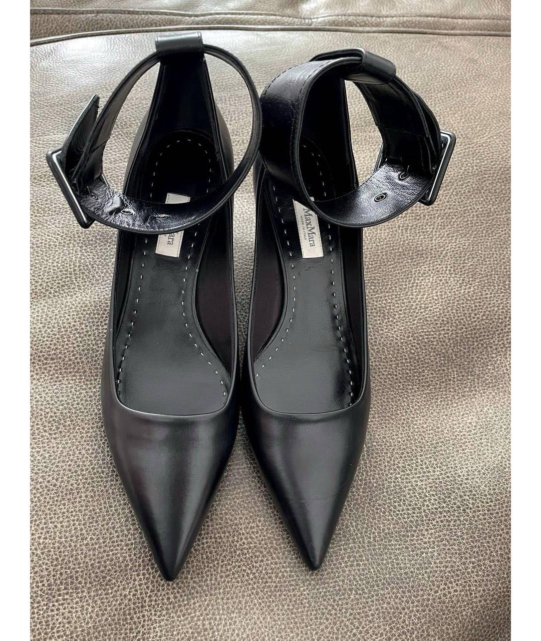 MAX MARA Черные кожаные туфли, фото 4