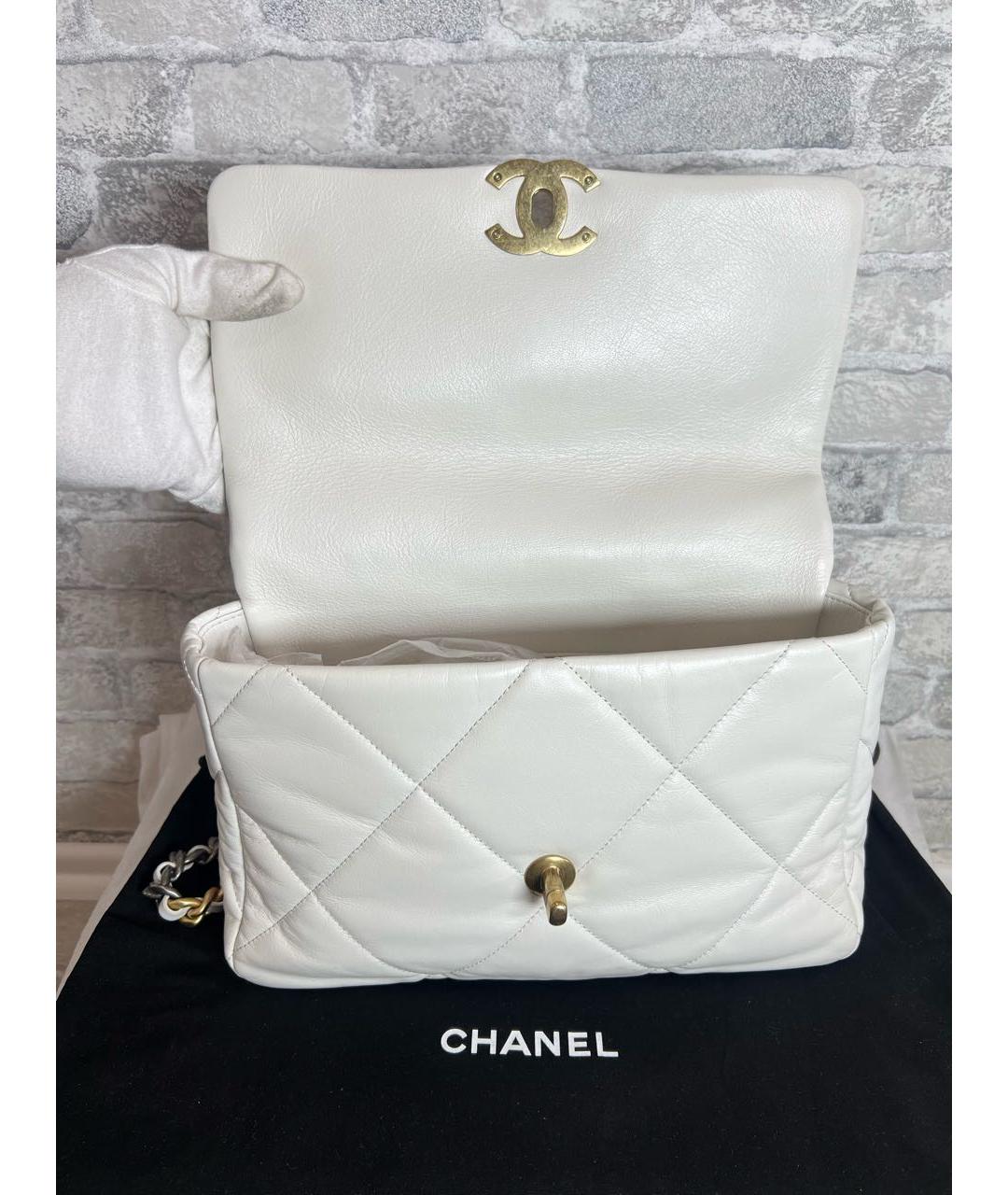CHANEL Белая кожаная сумка через плечо, фото 7