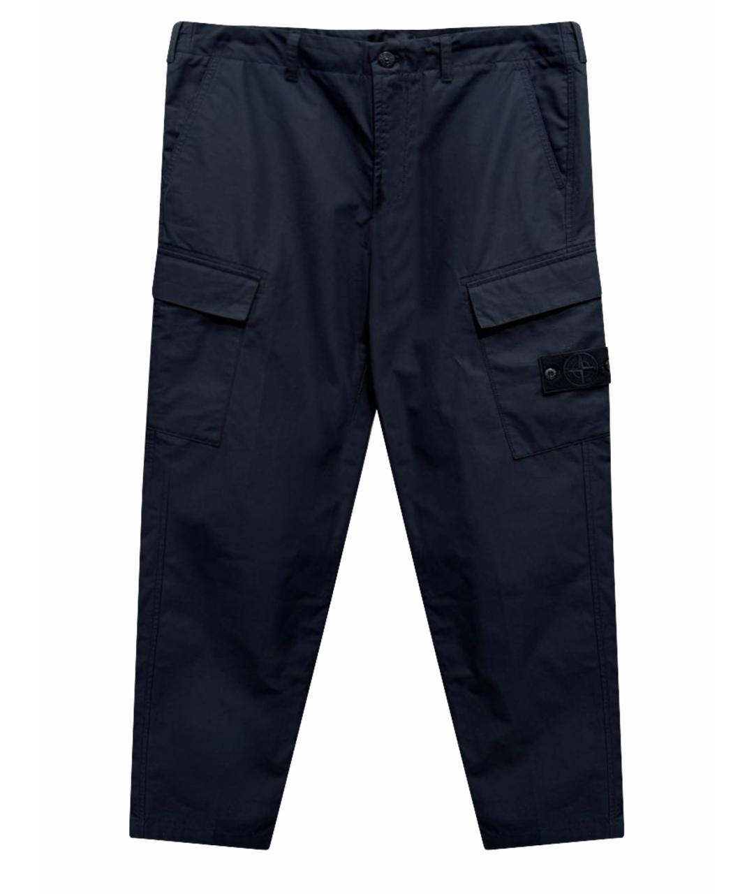 STONE ISLAND Темно-синие хлопковые повседневные брюки, фото 1