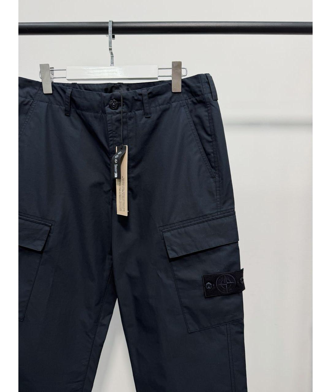 STONE ISLAND Темно-синие хлопковые повседневные брюки, фото 2