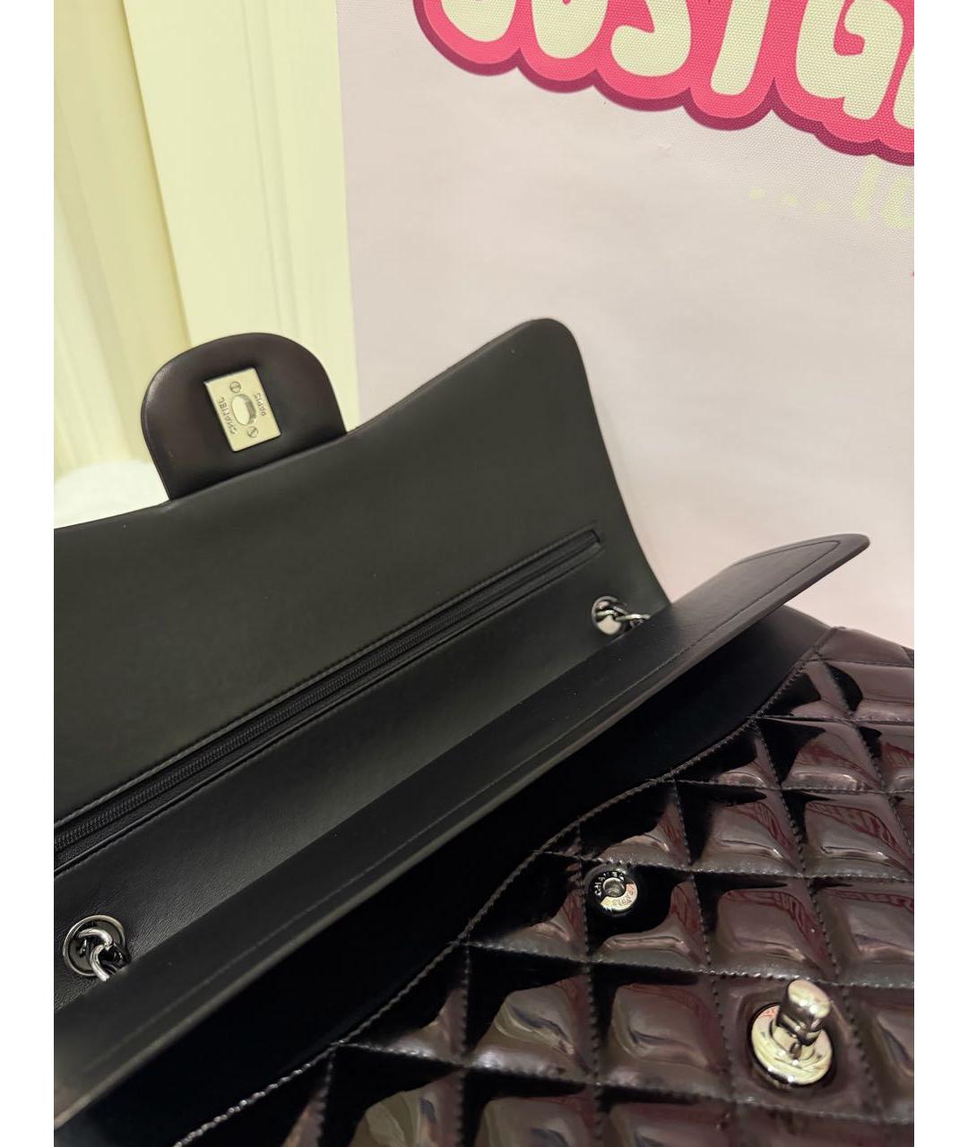 CHANEL Коричневая сумка через плечо из лакированной кожи, фото 8