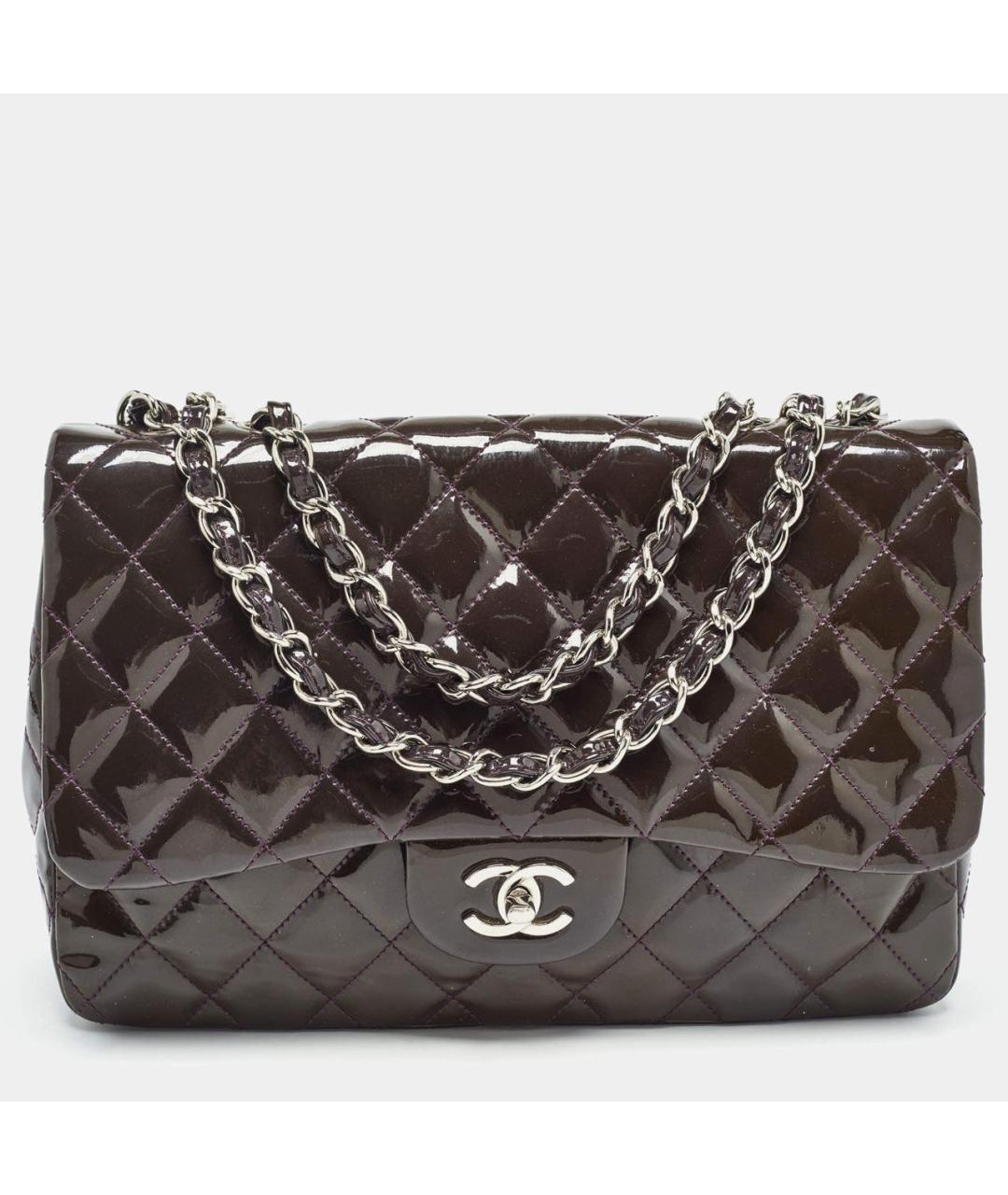 CHANEL Коричневая сумка через плечо из лакированной кожи, фото 9