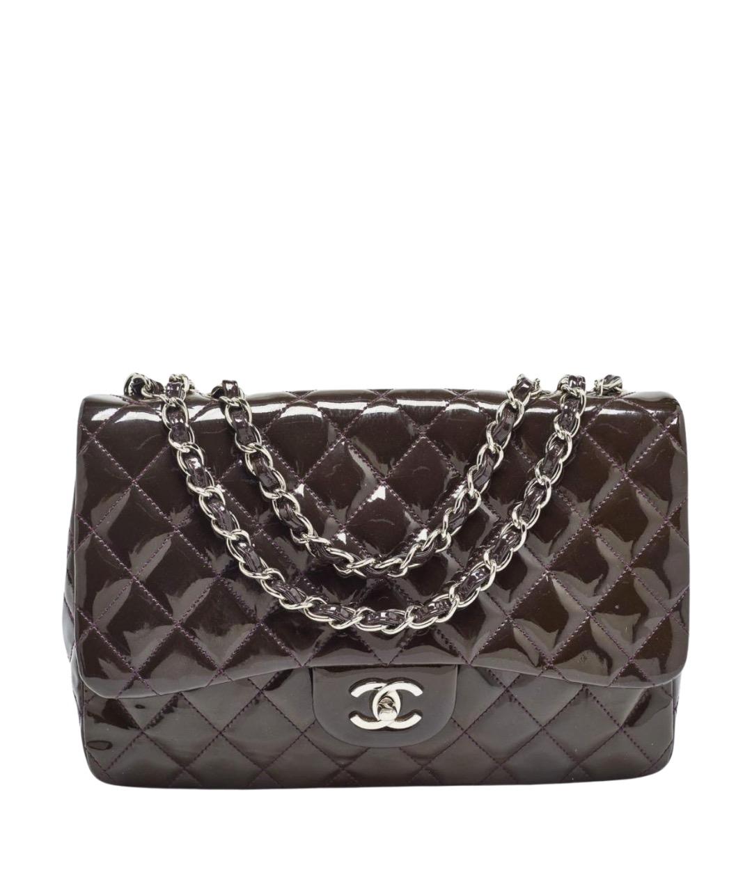 CHANEL Коричневая сумка через плечо из лакированной кожи, фото 1