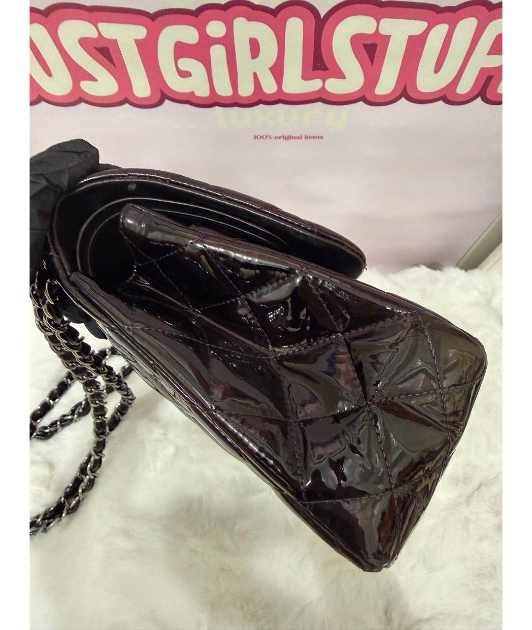 CHANEL Коричневая сумка через плечо из лакированной кожи, фото 6