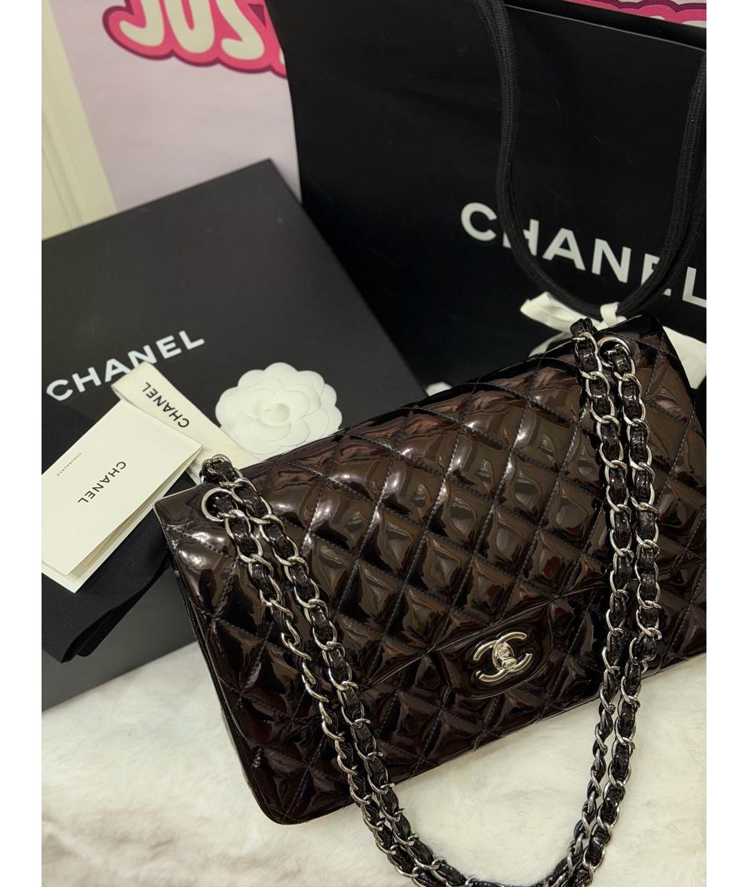 CHANEL Коричневая сумка через плечо из лакированной кожи, фото 2