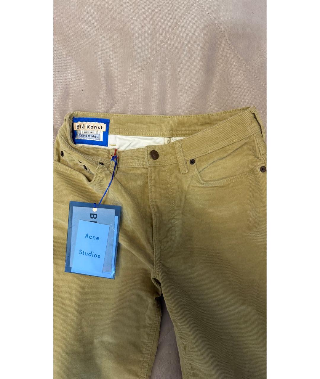 ACNE STUDIOS Горчичные велюровые прямые брюки, фото 3