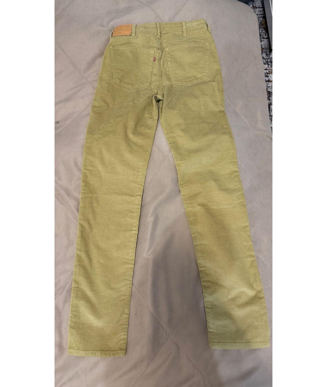 ACNE STUDIOS Горчичные велюровые прямые брюки, фото 2