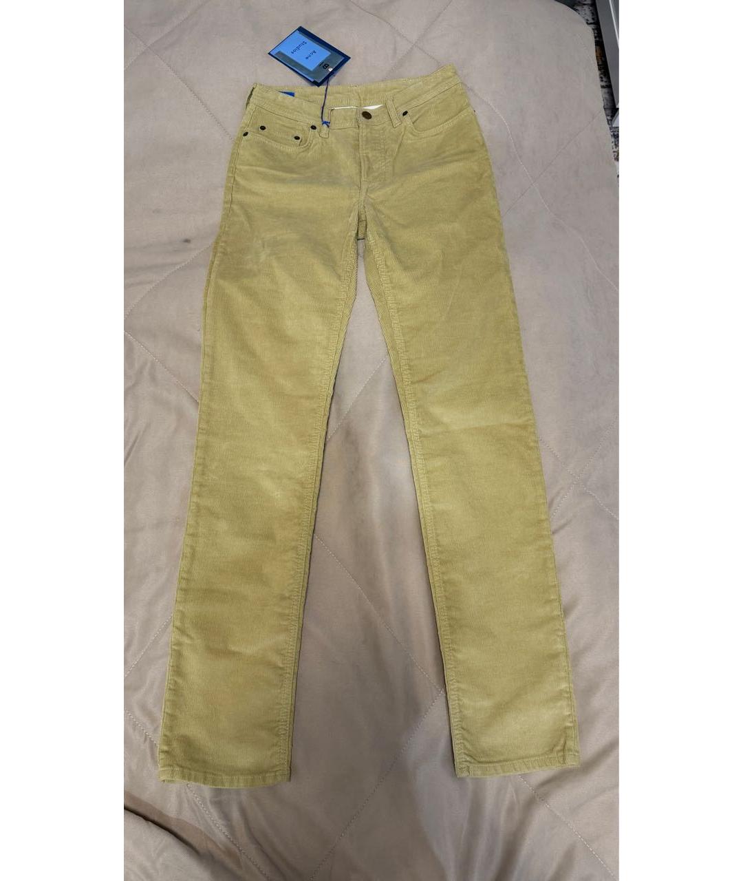 ACNE STUDIOS Горчичные велюровые прямые брюки, фото 4