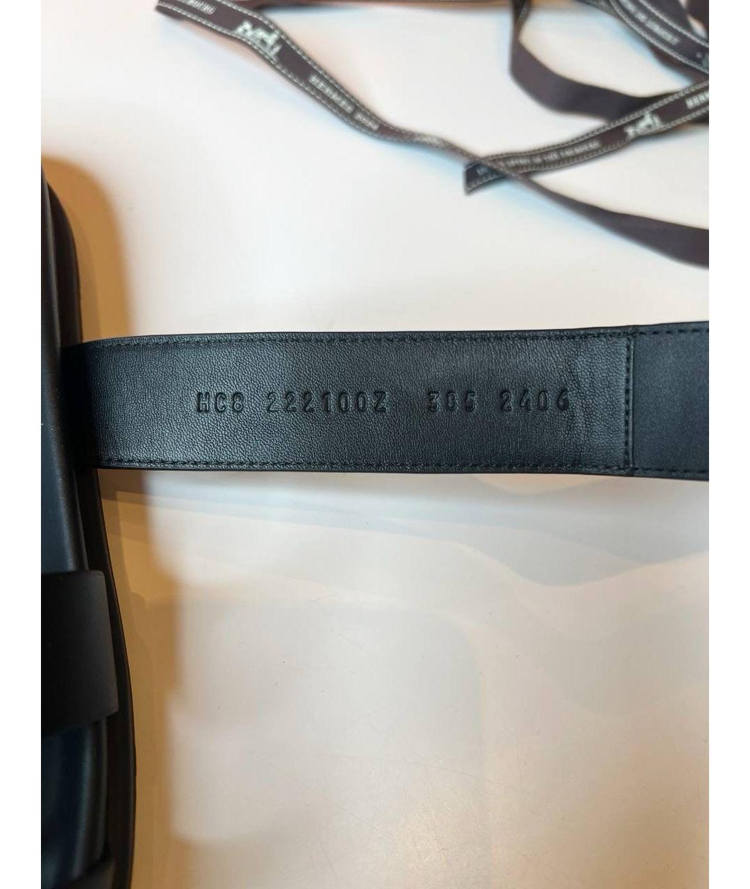 HERMES Черные кожаные шлепанцы, фото 6