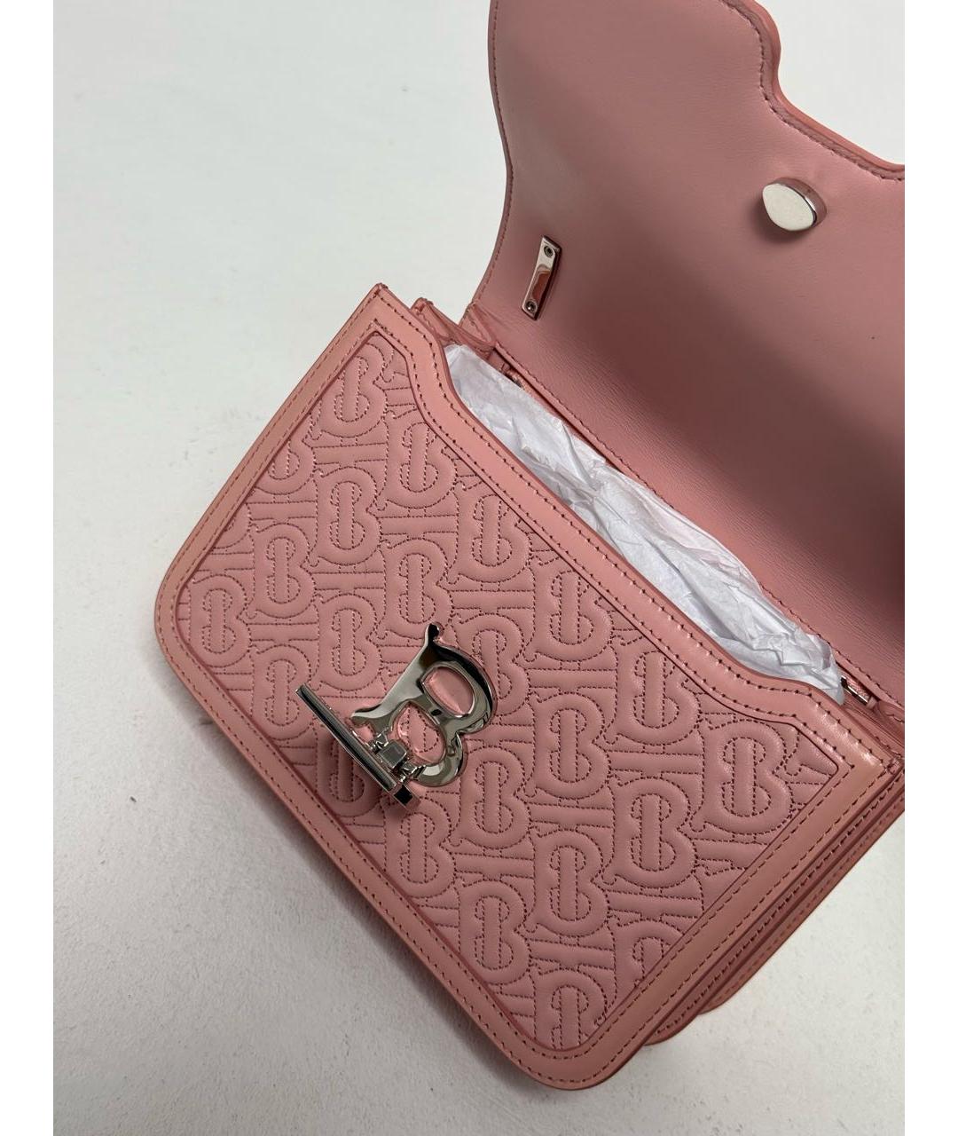 BURBERRY Розовая кожаная сумка через плечо, фото 4